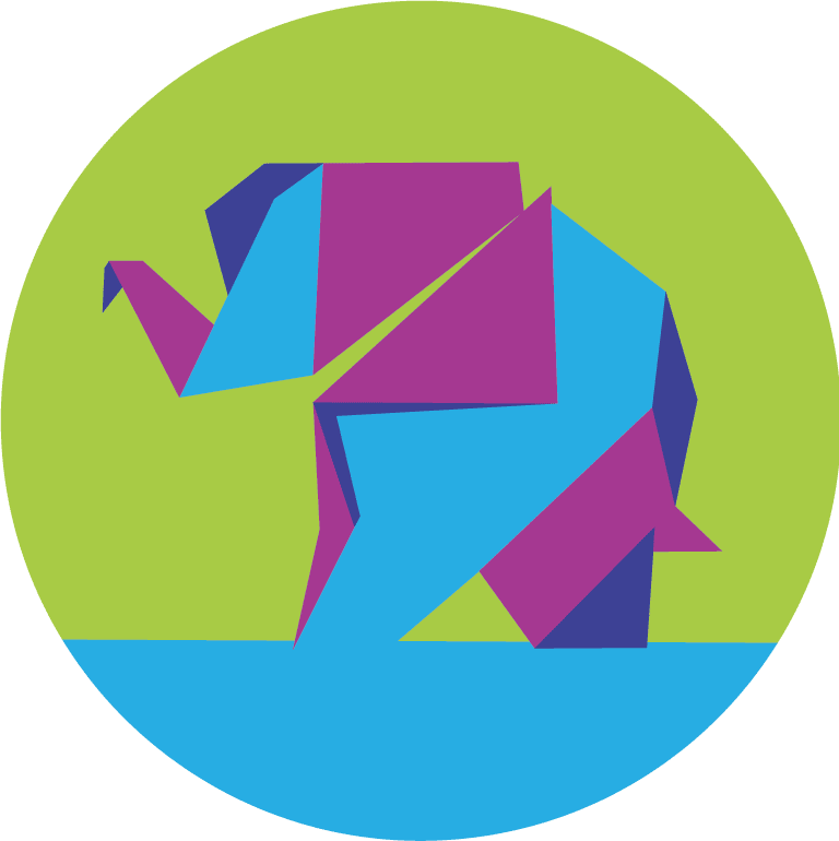 Elefante um desenho em origami que marca o SEO em nossa agência de Marketing Digital