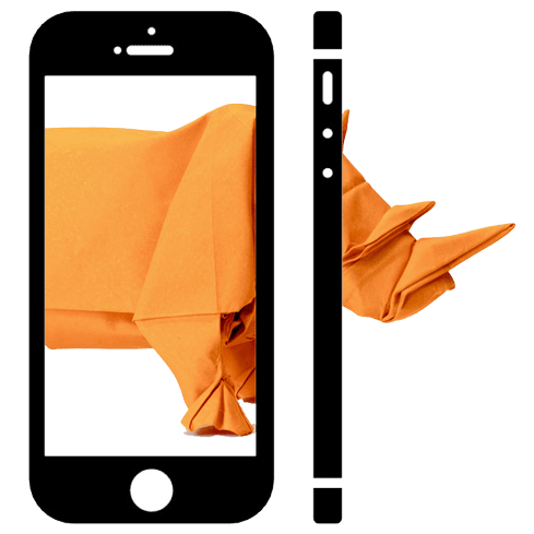 Seu site num mobile um rinoceronte laranja em origami